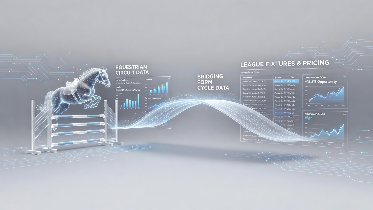 Equestrian circuit form cycle charts displayed alongside league fixture schedules on a digital analysis dashboard