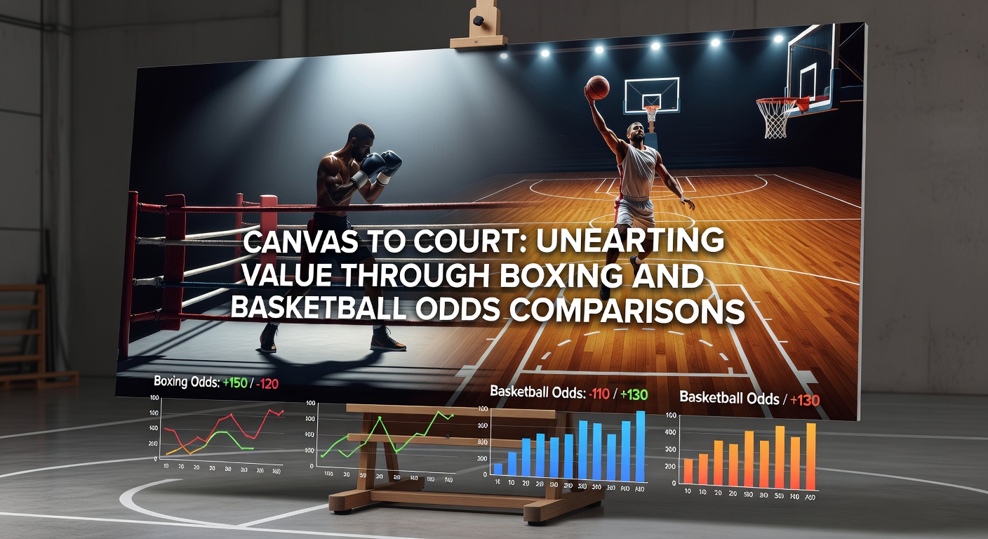 Boxers in the ring exchanging punches while basketball players battle under the hoop, highlighting odds comparison opportunities across both sports