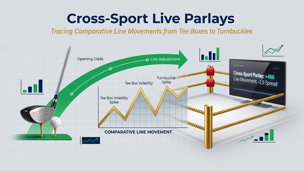 Live parlay interface displaying simultaneous golf and combat sports odds with highlighted line movements