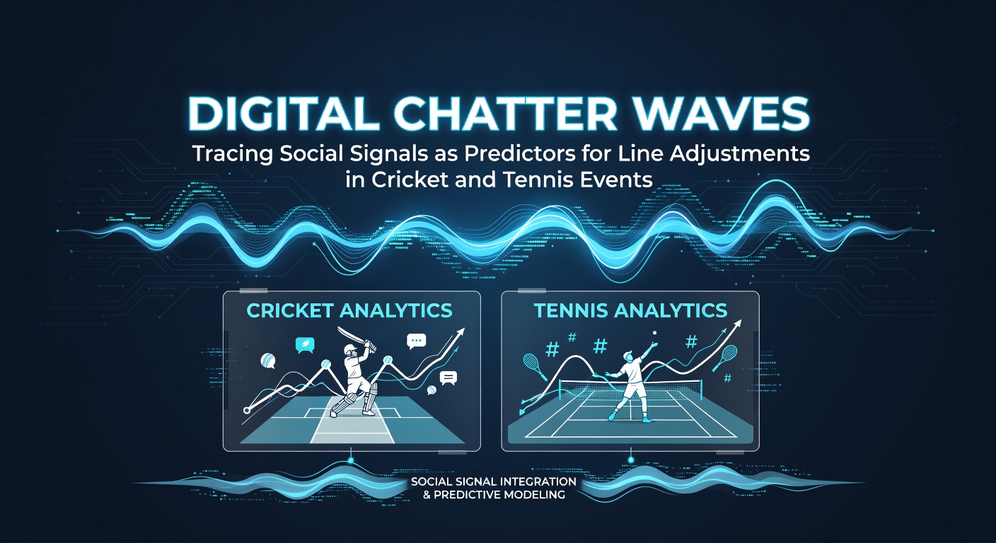 Social media analytics dashboard showing real-time chatter volume spikes during cricket and tennis matches with betting line graphs overlaid