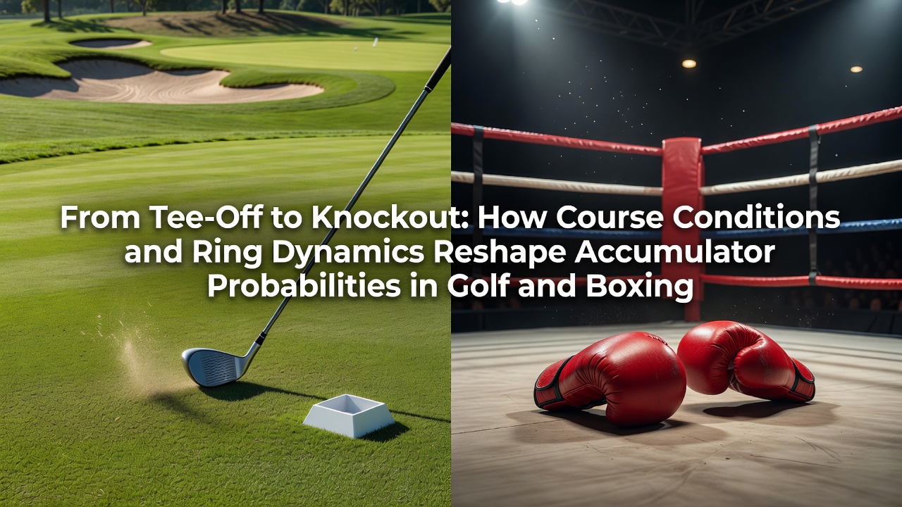 Golf course fairway conditions affecting betting odds alongside boxing ring setup