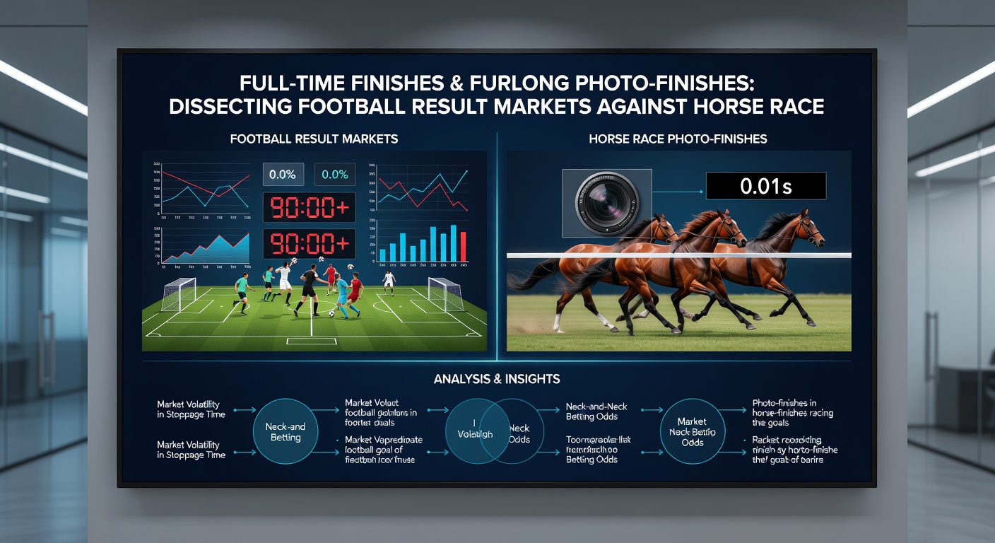 Graph overlay comparing football draw frequencies with horse racing photo-finish rates, bars showing seasonal peaks in close contests across both sports