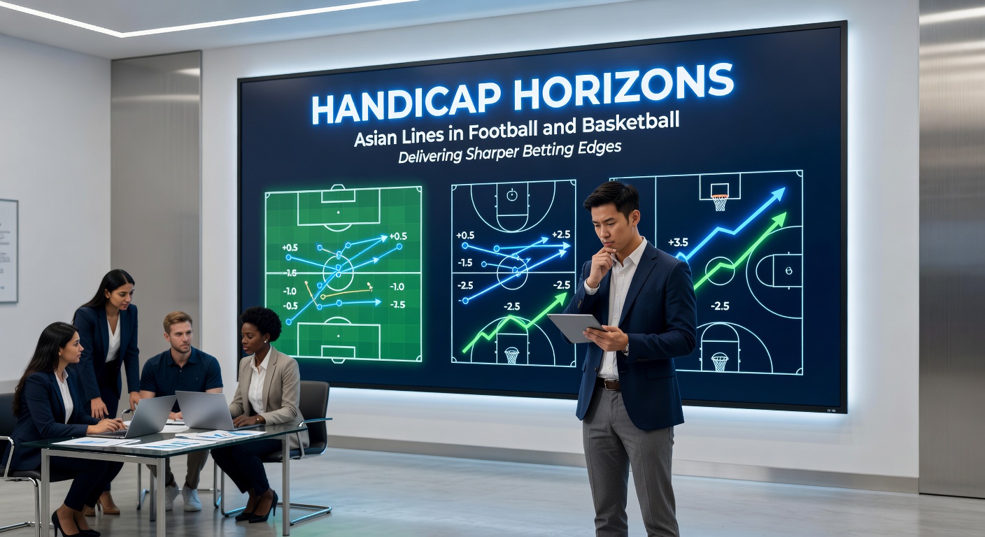 Digital betting dashboard showing Asian handicap lines for an upcoming Premier League football match, with quarter-ball and half-ball options highlighted alongside basketball totals