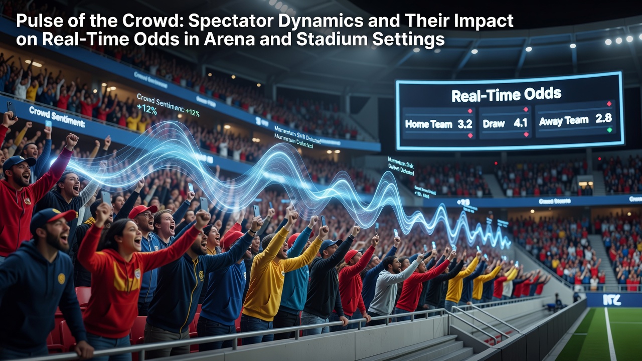 Spectators generating waves of sound and movement inside a packed stadium during a live sporting event