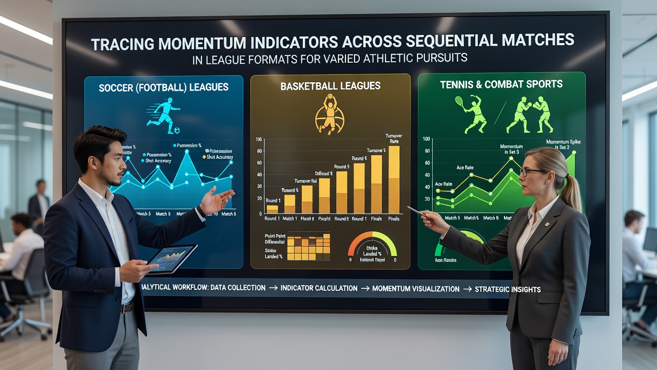 League performance graphs showing sequential momentum shifts in soccer, basketball and baseball