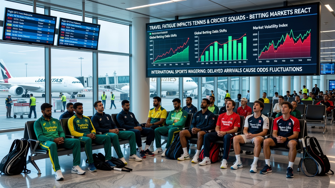 Cricket and tennis athletes managing jet lag during multi-week international tours with visible effects on team selections and betting lines