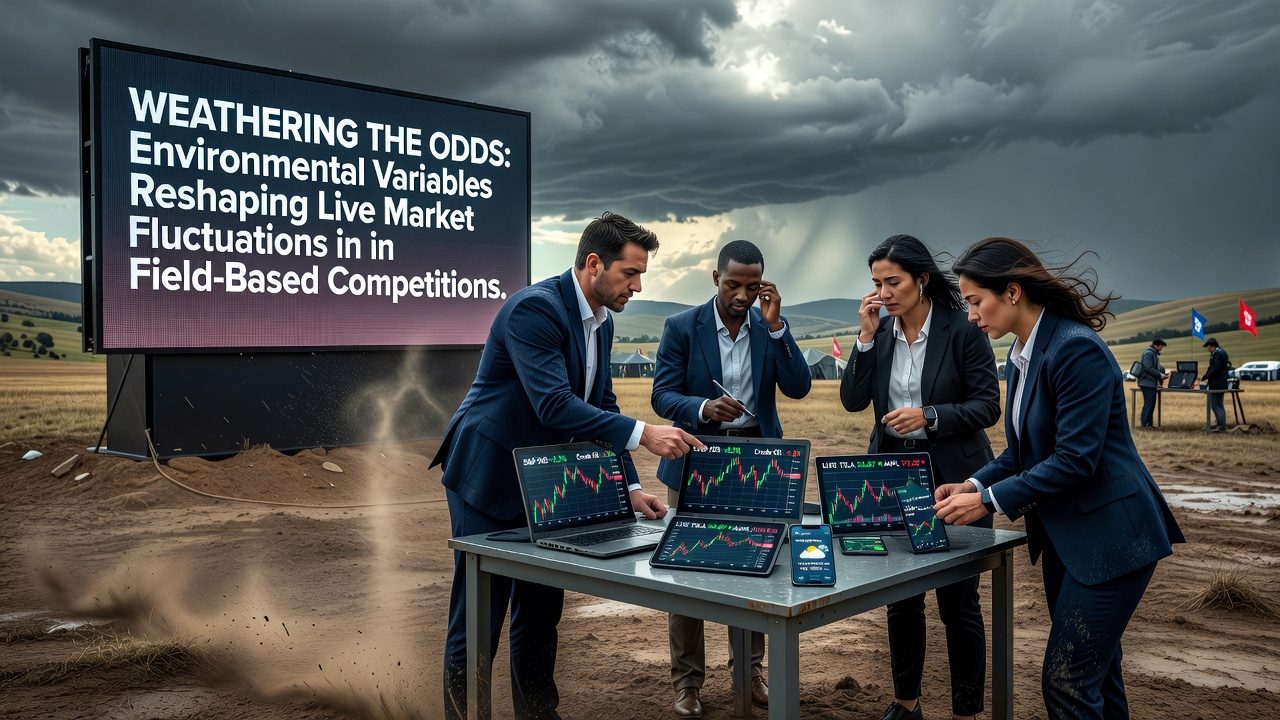 Weather data overlays on live sports fields showing wind and temperature impacts